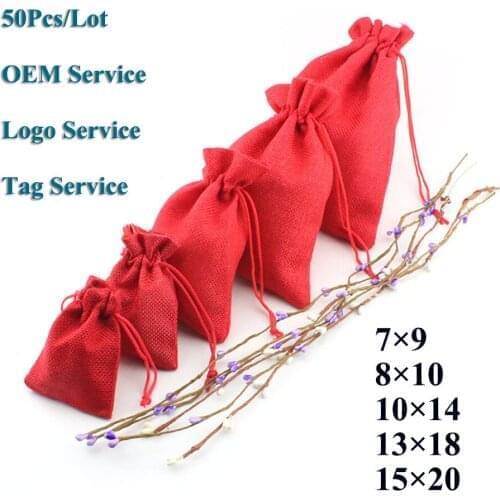 Lucky Pouch For Wedding Candy Cookie Pouch 50Pcs/Lot Lip Gloss Coffee Beans Gift Bag Natural Burlap Can Customized Logo