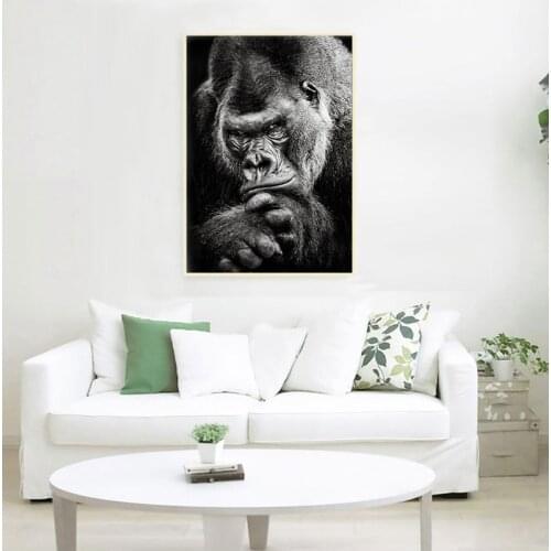 Monkey Animal Poster Black White Canvas Print Abstract Artwork Art Painting Nordic Wall Picture for Living Room Decoration