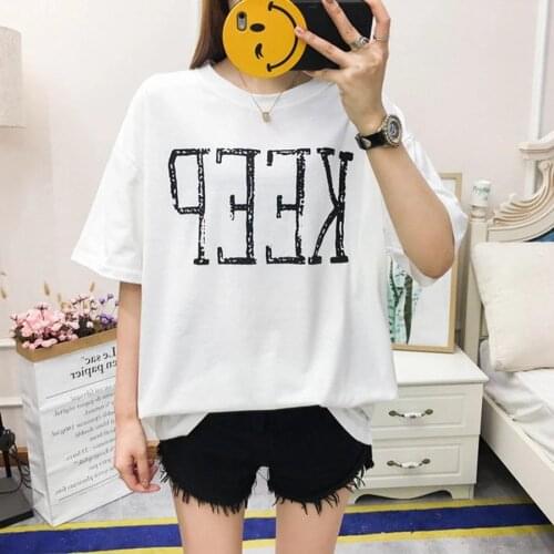 Size 5XL 150KG Letter Women T-Shirts Casual White Tops Fashion Harajuku Short Sleeve O Neck Streetwear T Shirt