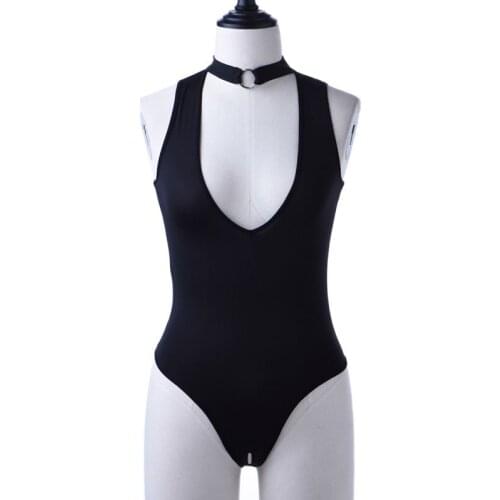 Sexy Women Hot Shaper Bottom Wear Hollow Out Open Crotch Cut Bodysuit Thong Punk Halter One Piece Swimwear Erotic Lingerie F10