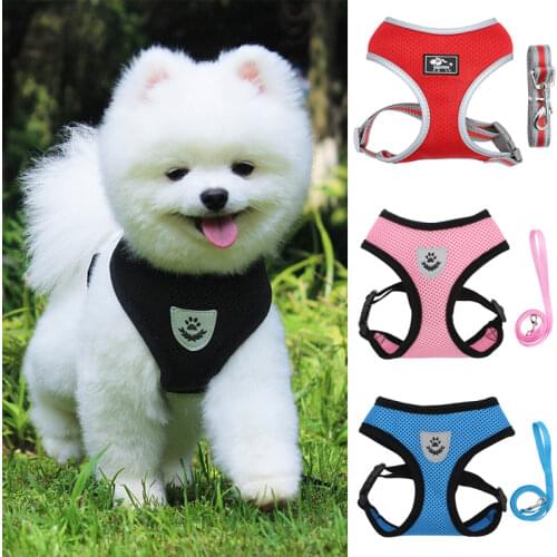Cozy Puppy Vest Harness for Small Dogs Mesh Pet Dog Harness Leash Set Walking Running Cat Dog Leads Pets Accessories for Aniamls