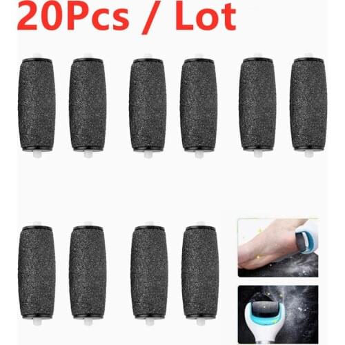 20pcs Black Replacements Roller Heads For Pro Pedicure Foot Care Tool Scholls Feet Electronic Foot File Rollers Skin Remover