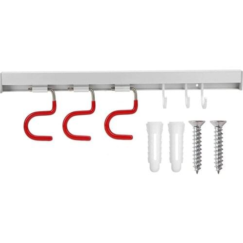 Mop Rack Broom Rack Aluminum Wall Hanging Rack Multifunctional Balcony Hanger (3 Hangers and 3 Hooks)