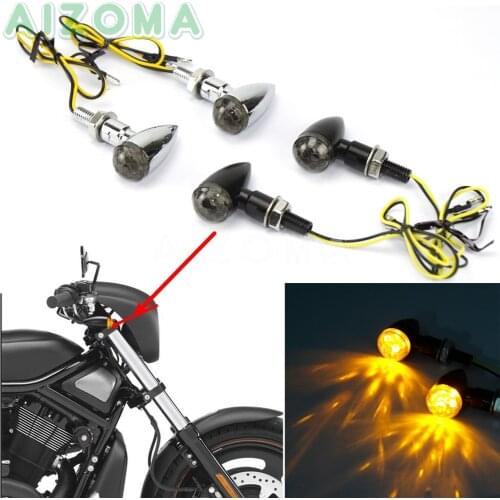 Universal Motorcycle Chrome Bullet Turn Signal Light For Harley Chopper Bobber Custom 12V LED Flashing Indicator Lamp E-mark E11