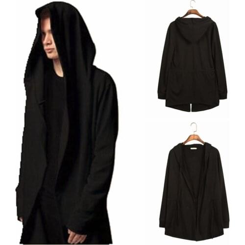 Men Hooded Sweatshirts With Black Gown Hip Hop Mantle Hoodies Fashion Jacket Long Sleeves Cloak Mans Coats Outwear