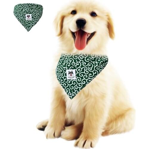 Tang grass pattern Shiba large and small dog Akita triangle scarf saliva towel collar scarf and Dog Ribbon Collar Saliva Scarf