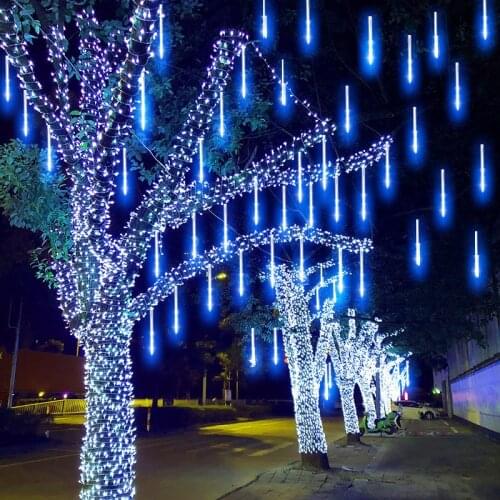 2set 30/50cm 8 Tubes Waterproof Meteor Shower Rain LED String Lights Street Garland Outdoor Christmas Decoration for Home Tree