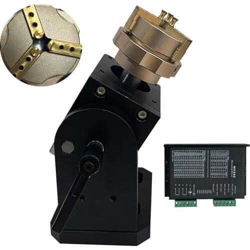 Fiber Laser Engrave Rotary With Driver Worktable For Ring Diameter 2-65mm Laser Marking Attahment Rotary With Three Chuck