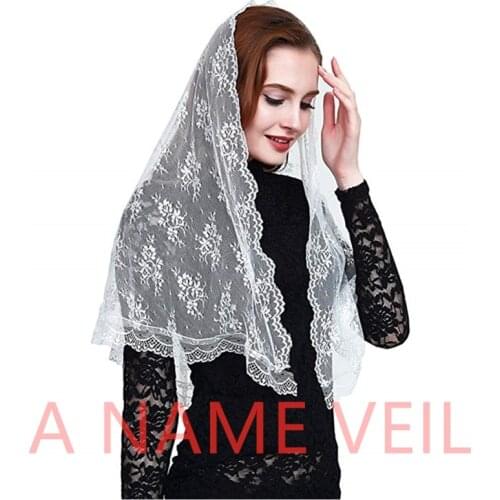 White Lace Mantilla infinity Veil for Church Vintage Catholic Veil Head Covering Latin Mass Velo Negra Voile Mantille Dentelle