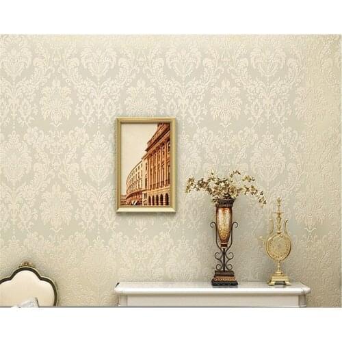 High quality European Damascus relief 3D wallpaper mural modern home interior white beige paper roll papel de parede Beibehang