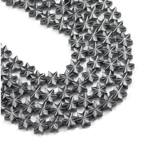 YHBZRET Snow shape Black Hematite Natural Stone spacer 7x3mm Hexagram Loose beads For Jewelry making bracelets DIY accessories