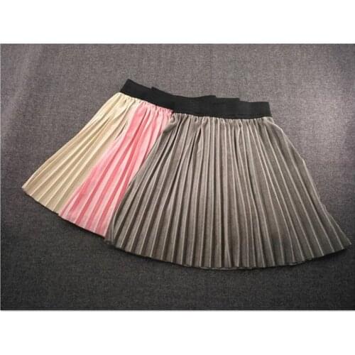New velvet pleated skirt knee long girls skirt summer winter casual smooth skirt girl tutu high waist elastic pleated skirt