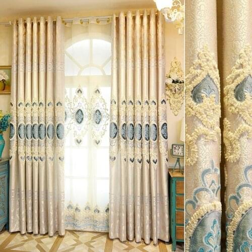 Custom curtains for Living Room Bedroom Upscale European-Style Embroidered Window Shade Cloth Left and Right Biparting Open