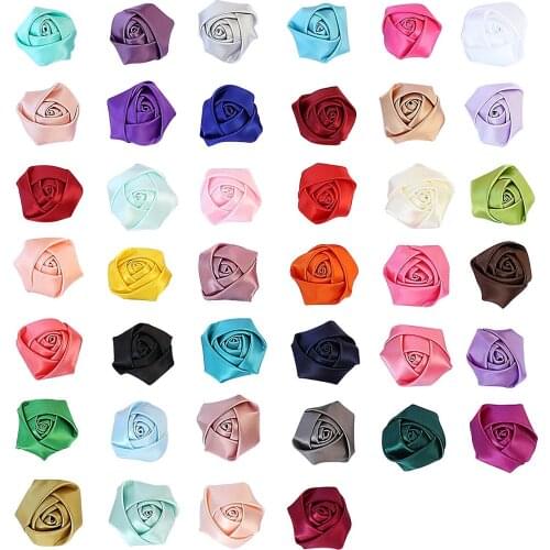 10 Pieces/Wholesale 3.5-5CM Ribbon Rose Flower Three-Dimensional Rose Silk Fabric Handmade DIY Girl Headdress Flower Cloth Acces