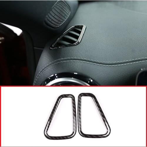 2pcs Carbon Fiber Style ABS Matt Dashboard Air Conditioning Vent Frame Trim For Mercedes Benz A Class A180 W177 2019 Accessories
