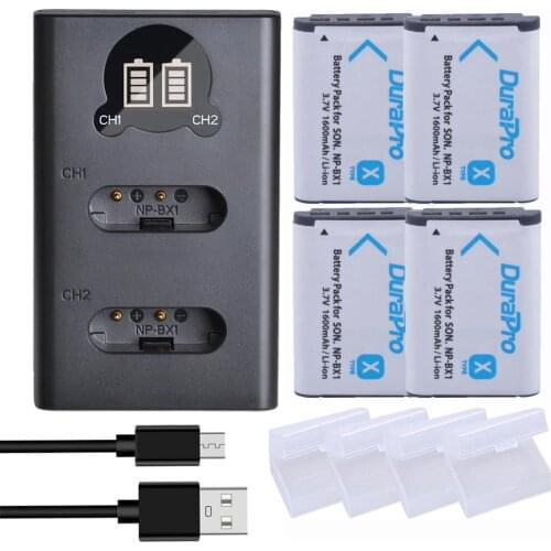 4pc NP-BX1 NP BX1 Rechargeable Battery + LED USB Charger For SONY DSC RX1 RX100 RX100iii M3 M2 WX300 HX300 HX400 HX50 HX60 GWP88