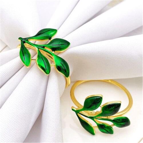 6 / PCS new hotel green leaf napkin buckle napkin ring napkin ring mouth napkin ring factory direct sales free shipping