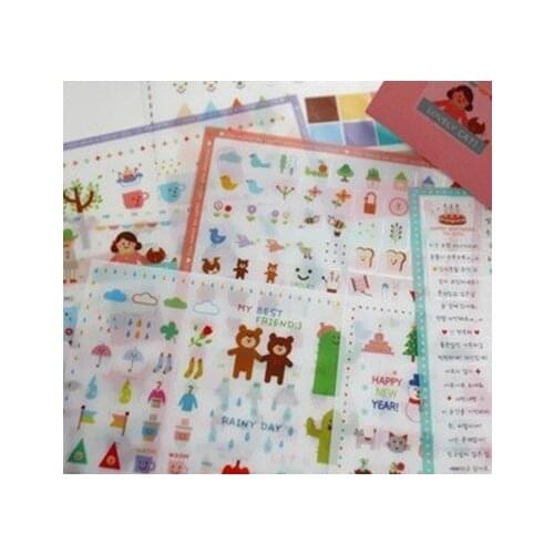 7pcs/packs Smile Life Sticker Multifunction DIY Cute Notebook PVC Sticker Decoration Label Fashion Gift Stationery