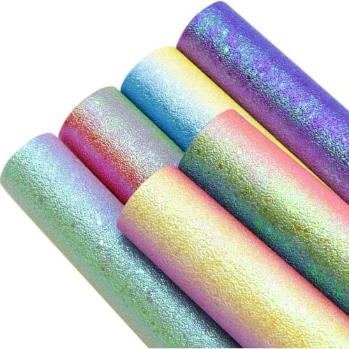 David accessories 20*33cm Glitter Rainbow Faux Synthetic Leather Fabric for Bows Bags Wallte DIY in Craf,1Yc11695