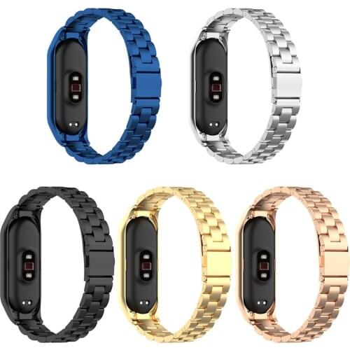 Stainless Steel Metal Watch Band for Xiaomi Mi Band 5 6 Amazfit band 5 Bracelet Strap Transparent Sport Wristbands
