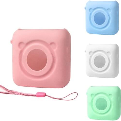 For PeriPage A6 Thermal Printer Soft Silicone Case with Strap Waterproof Anti Dust Shockproof Anti-Scratch Protective Case Cover
