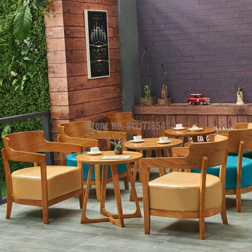 Dessert milk tea shop table and chair combination coffee western restaurant deck simple leisure office reception negotiation lea