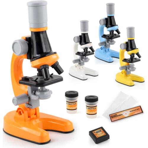 Childrens Microscope Kit Laboratory LED 100X-400X-1200X Home School Science Educational Toys Early Childhood Education Gift