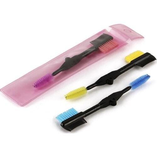 1 Pcs Double End Eyebrow Comb Brow Lash Brush Eye Makeup Eyelash Grooming Makeup Brush Nylon Fiber Portable Cosmetics Tool