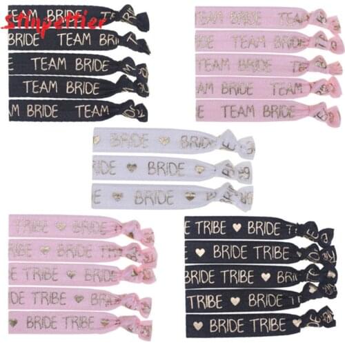 10Pcs Bride To Be Bridesmaid Wristband Pink White Black Team Bride Elastic Wristband Wedding Bachelorette Hen Party Decoration