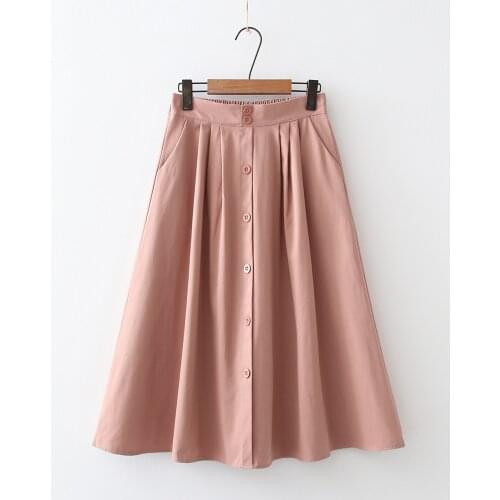 Elegant Womens Fashion Single-breasted Office Ladies Elastic Solid Color High Waist A-Line Mid-length Skirt Saia Midi Faldas#35