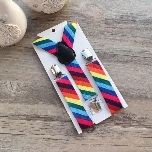Hot Boys Girls Kids Suspenders Rainbow Diagonal Stripes Style Clip-on Braces Adjustable Elastic Y-Back Suspenders YHH0094