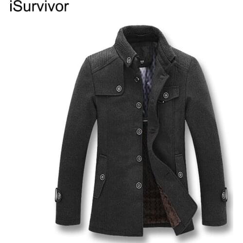 ISurvivor 2021 Men Smart Casual Woolen Coats Jackets Hombre Jaqueta Masculina Male Casual Fashion Slim Fit Large Size Jackets