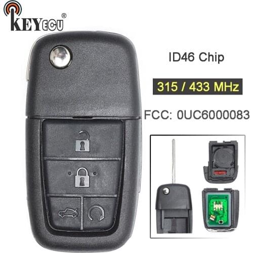 KEYECU 315MHz/ 433MHz CAN ID46 Chip FCC: 0UC6000083 Replacement Flip Folding 4+1 5 Button Remote Car Key Fob for Pontiac G8