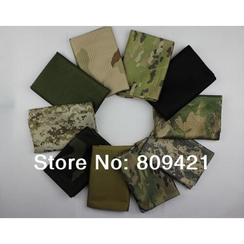 Whale Sale 200pcs/lot Multi Tactical Scarf Camouflage Fish Net Mesh Army Scarf Veil Sniper Cover NeckerchiefFree Shipment