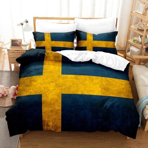 Sweden Flag Bedding Set Single Twin Full Queen King Size Europe America Developed Country Bed Set Kid Bedroom Duvetcover Sets