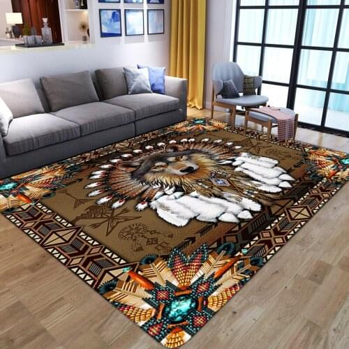 Cartoon Wolf 3D Printed Carpets for living room Kids Room Home decor Hallway Bedside floor Mat Soft Flannel Child Play Area Rugs