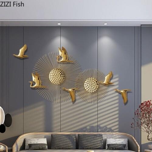 Creative Metal Dayan Sun Flower Wall Decoration Golden Abstract Wall Hanging Crafts Sofa Background Wall Modern Home Decoration