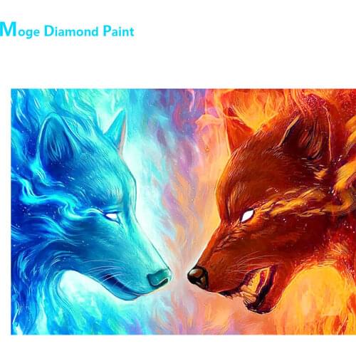 Ice Fire Wolf Diamond Painting Animal Cartoon Round Full Drill 5D Nouveaute DIY Mosaic Embroidery Cross Stitch Home Decor Gifts