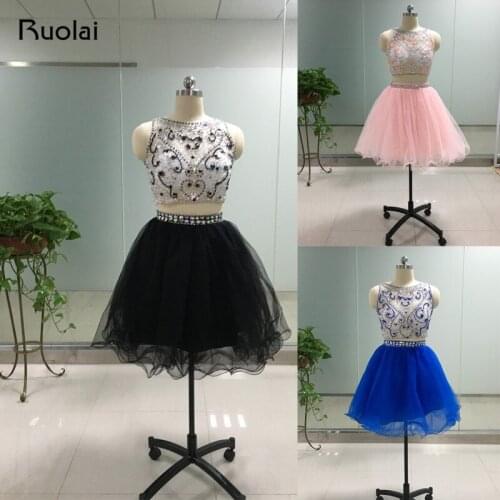 High Quality Real picture Scoop Mini Skirt Above Knee Crystal Cocktail dresses Short Prom Dress 2019 Prom Party Dresses FC15