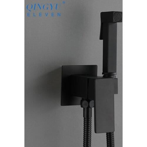 Black Chrome Soild Brass Bidet Set Toilet Bidet Sprayer Set Hot And Cold Water Mixer Hygienic Hand Bidet Shower Set