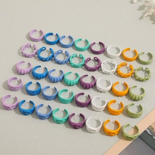 New Fashion Multicolor Hand Painted Dripping Oil Open Rings for Women Girls Geometric Knuckle Rings Female Jewelry 2021