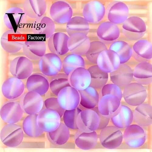 Wholesale Dull Polished Purple Austrian Crystal Beads Natural MoonStone Matte Loose Beads For Jewelry Making Diy Bracelet