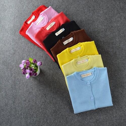 Spring/Autumn Baby Girls School Basic Girl Sweater Cardigan Toddler Kids Candy Colors Sweater Knit Long-Sleeve Wool Sweater
