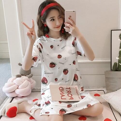 Pregnant Women Breastfeeding Pajamas Printed Strawberry Maternity Sleepwear Loose Irregular Pregnant Women Nursing Nightdress