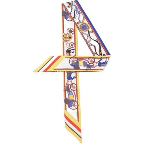 Fashion Womens Headscarf Carriage Print Design Brand Small Silk Scarf And Shawl Tie Bag Handle Ribbon Ladies Neckerchief C22