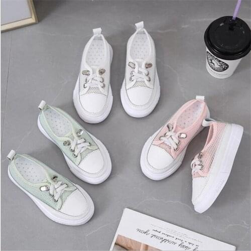Girls' casual shoes 2021 summer new girls' board shoes fashion mesh breathable soft sole antiskid light girls' casual shoes