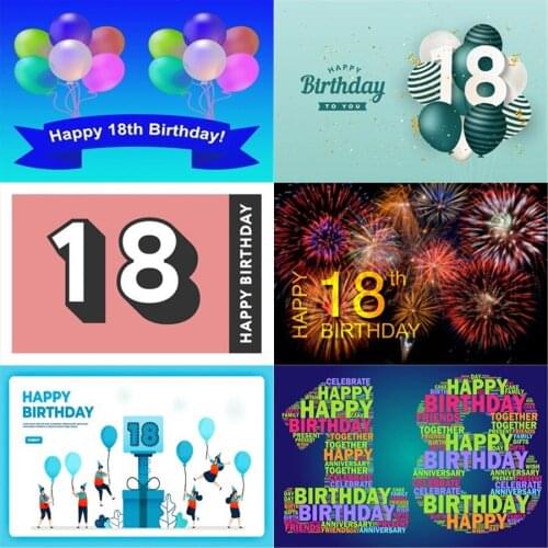 Photo Studio Props Vinyl Photography Backdrop Eighteenth Birthday Balloon Decor Eighteen Year Old 18St Birthday Decoration