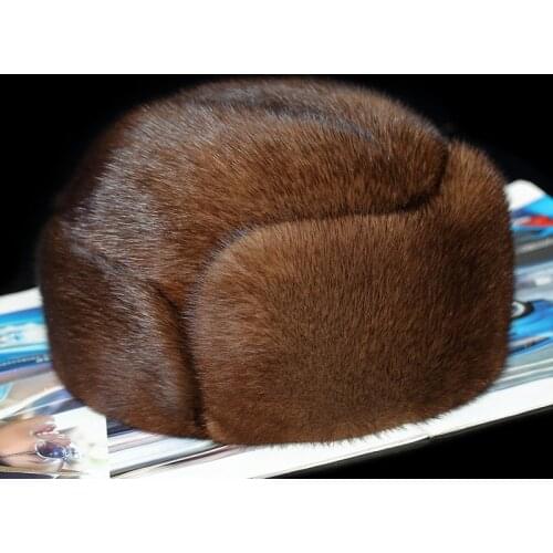 Mink Hat Mens Whole Mink Fur Fur Autumn And Winter New Mink Hair Middle-Aged And Elderly COTTON HAT Thick Warmth