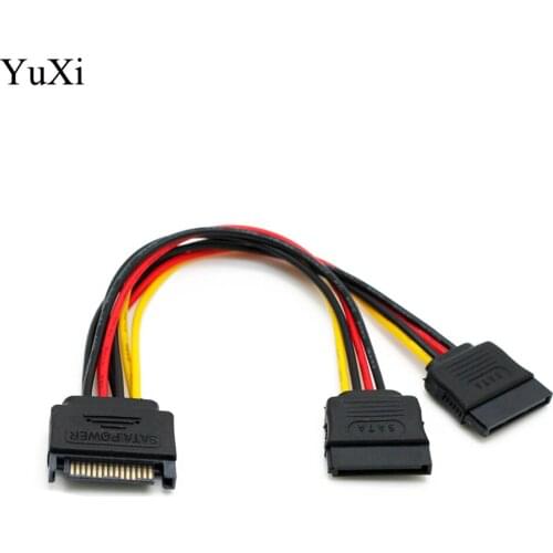 YuXi SATA right angle 1 to 2 way 15Pin SATA power extension cable male to dual female SATA SSD power port multiplier