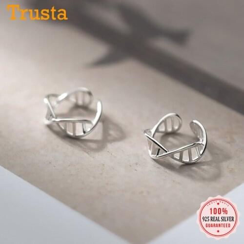 TrustDavis Real 925 Sterling Silver Fashion Hollow Out Wave Clip Earrings For Women Wedding Party Valentines Day Jewelry DB146